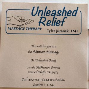 60 minute Massage Gift Certificate