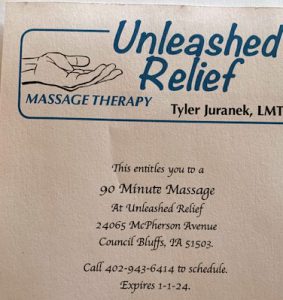 90 minute Massage Gift Certificate